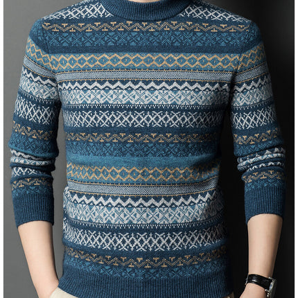 Men's Pullover Thickened Striped Sweaters Bottoming Shirt