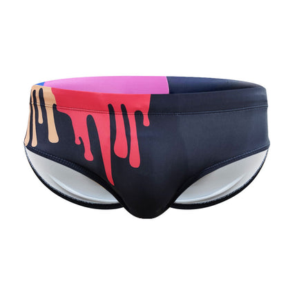 Sexy Color Printed Tape Cup Swim Briefs