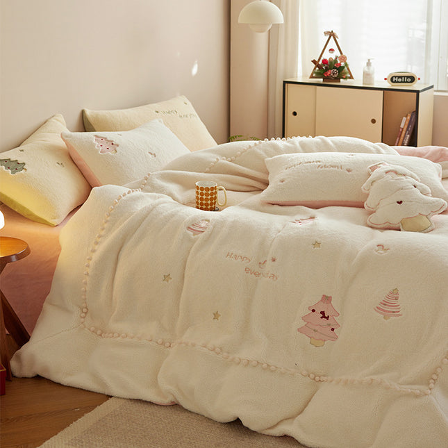 Winter Milk Fiber Four-piece Princess Style