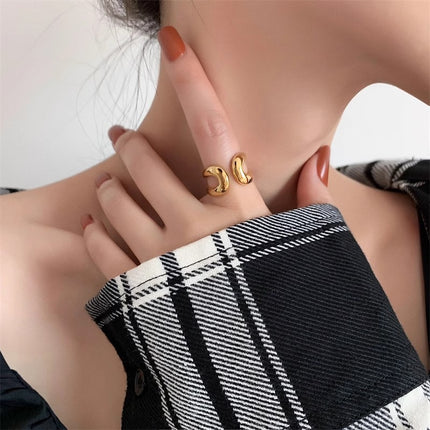 Retro Geometric Open Titanium Steel Ring For Women