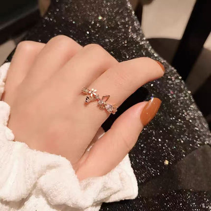 Silwer Sirkoon Vintage Persoonlikheidsring Vir Vroue, Pragtige Wysvingerring, Verstelbare Oop Ring Nuwerwets