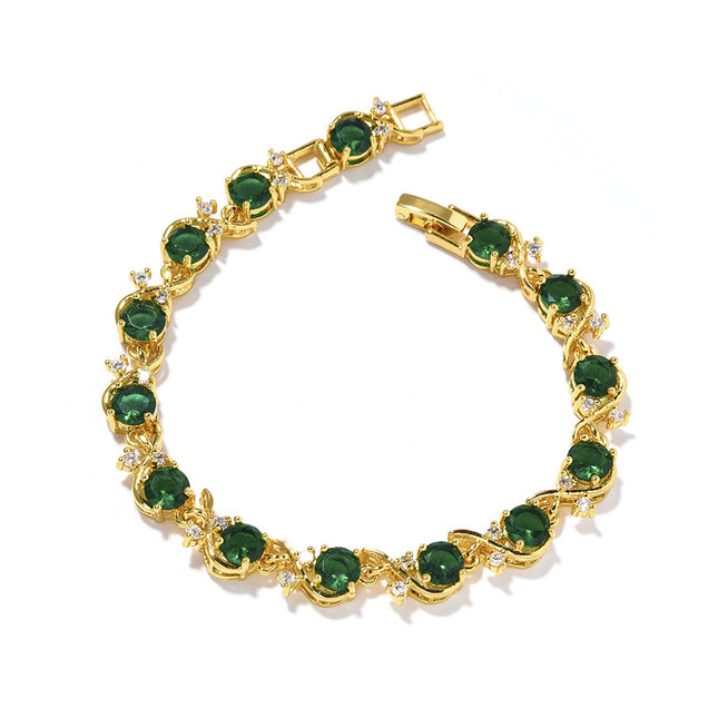 Women's Round-shaped Zircon-inlaid Bracelet