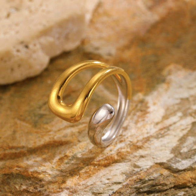 Stainless Steel Hollow Irregular Ring For Women
