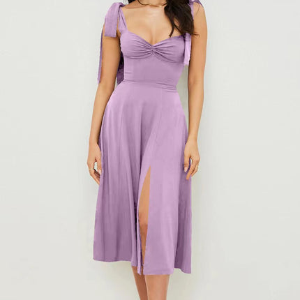 Women's Fashion Suspenders Lace Printing A- Line Dress