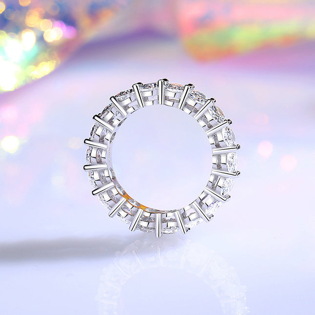 S925 Sterling Silwer Duif Eier Ring Vir Vroue, Diamant Ingelêde Hart & Pyl Sirkoon Band Ring, HW Styl Stapelbare Veelsydige Europese-Amerikaanse Mode, Groothandel