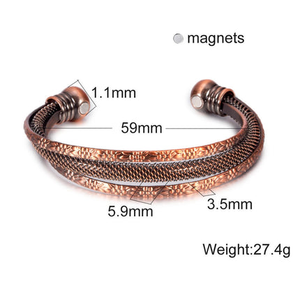 Retro Rooikoper Modieuse Veelsydige Hol Oop Damesarmband
