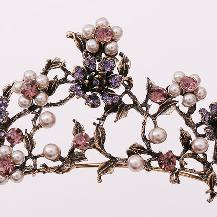 Blomme Swart Diamant Pêrel Barok Bruidskroon Trou Tiarabykomstighede