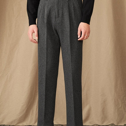 Winter Thickened Sanded Fabric Micro Straight Commute Leisure Suit Pants