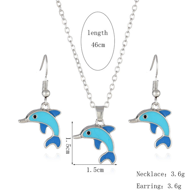 European And American Marine Life Necklace Earrings