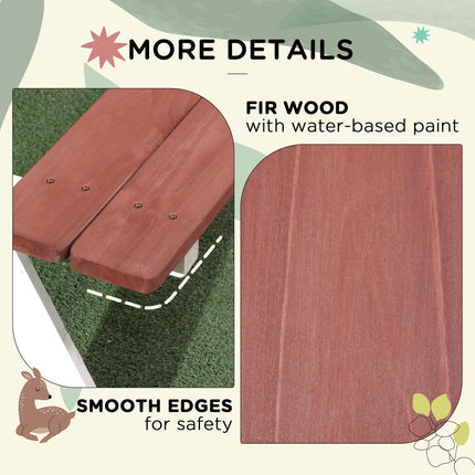 Kinders Piekniektafelstel, Hout Tafel- en Bankstel, Kinders Patio Meubels Buitenspeelgoed vir Tuin, Agterplaas, Ouderdom 3-8 Jaar Oud, Bruin