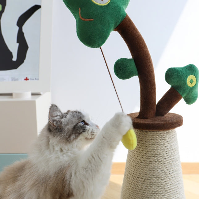 Vertical Money Tree Cat Scratching Pole, Sisal Wear-Resistant Cat Scratching Column, Interactive Ball Track Spring Ball Cat Toy, Durable And Cute Sisal Cat Scratching Pole