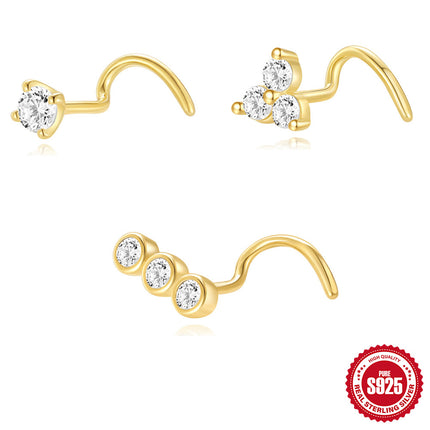 Nuwe 925 Sterling Silwer Gepersonaliseerde Diamant Toe Neusring