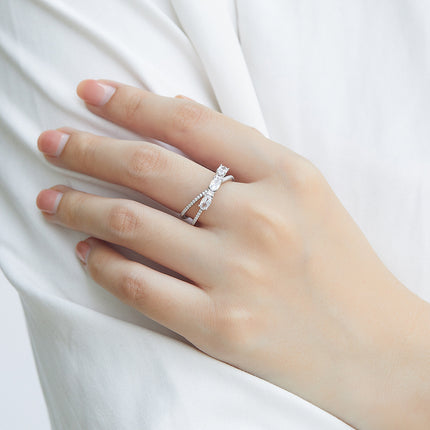 Ringe 925 Silwer Draaiende Kruis Denier Sirkoon Ring Vroue Trou Verloofring