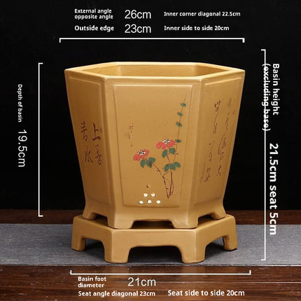 Hexagonal Large Ceramic Flowerpot