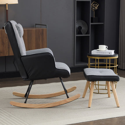Wipstoele Vir Volwassenes, Tteddy Wipstoel Ontspannende Kantelstoel Met Soliede Houtpote Hoë Rugleunstoel Vir Balkon Sitkamer Slaapkamer