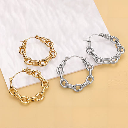 Euro-Amerikaanse Instagram-styl Vlekvrye Staal Skakelketting C-vormige Oorbelle