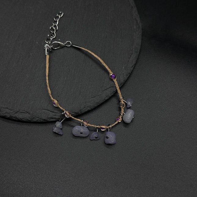Raffia Pebble Bracelet, Hand-woven Bracelet, Raffia Anklet