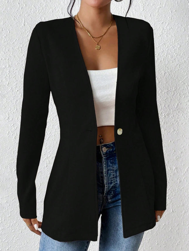 Korean Fashion Temperament V-neck Long Sleeve Small Suit Jacket
