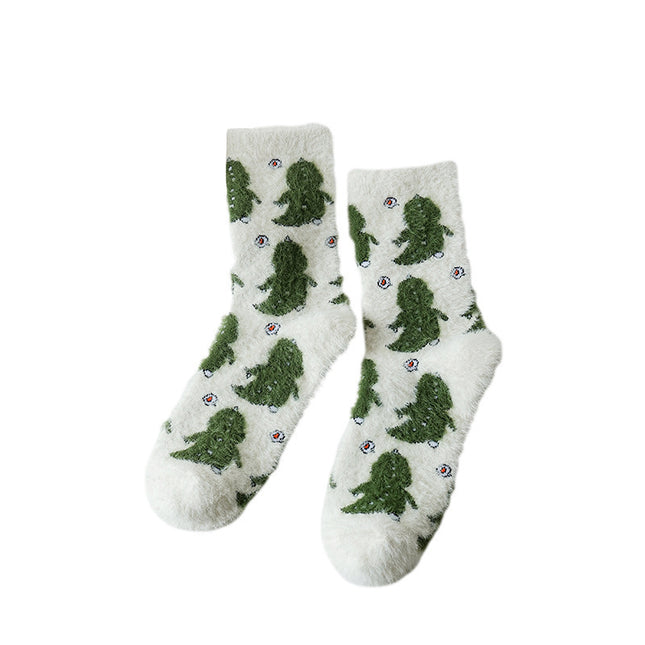 Women's Fashion Mink Fur Cute Warm Mid-calf Length Socks