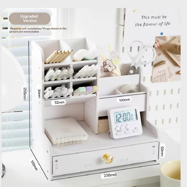 Multi Functional High Capacity Storage Box With A Slanted Pen Holder