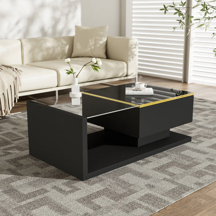 90 cm Lang Koffietafel, Hoogglans Wit. Kanttafels, Koffietafels Met Glas En LED-Effek
