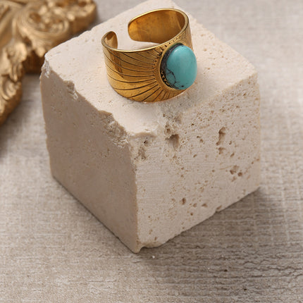 18k Gold-Plated European And American Style Stainless Steel Round Ring