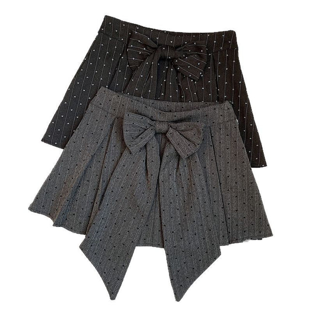 College Style Bow Polka Dot Suit Pleated Skirt