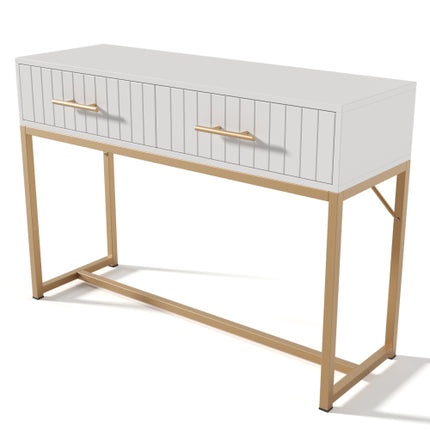 Slaapkamerkaptafel met 2 Laaie 75 Cm Hoog, Laaikas Slaapkamer Hoëkas Wit Sykaste Laaikas Vir Slaapkamer, Wit H76.5 B100 D45 Cm