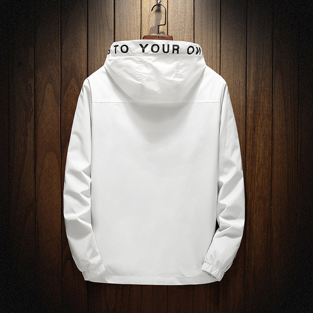 Side Seam Pockets Slim-fit Zipper All-match Stock Ordinary White Casual Hooded Jacket