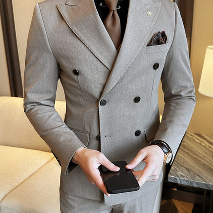Double Breasted Business Slim Fit Casual Two-piece Suit