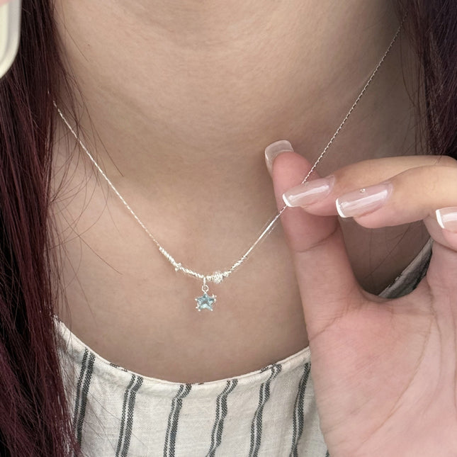S925 Silwer Nis Soet Kleur-Diamant Sleutelbeen-Halsketting