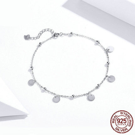 Ronde S925 Sterling Silwer Modieuse Witgoud-oortrekte Silwer Enkelband