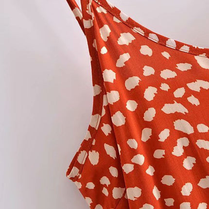 Spotted Print Ruffled Suspender Skirt