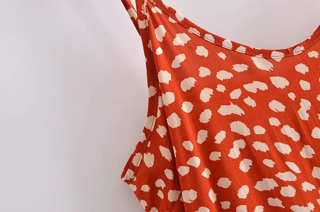 Spotted Print Ruffled Suspender Skirt