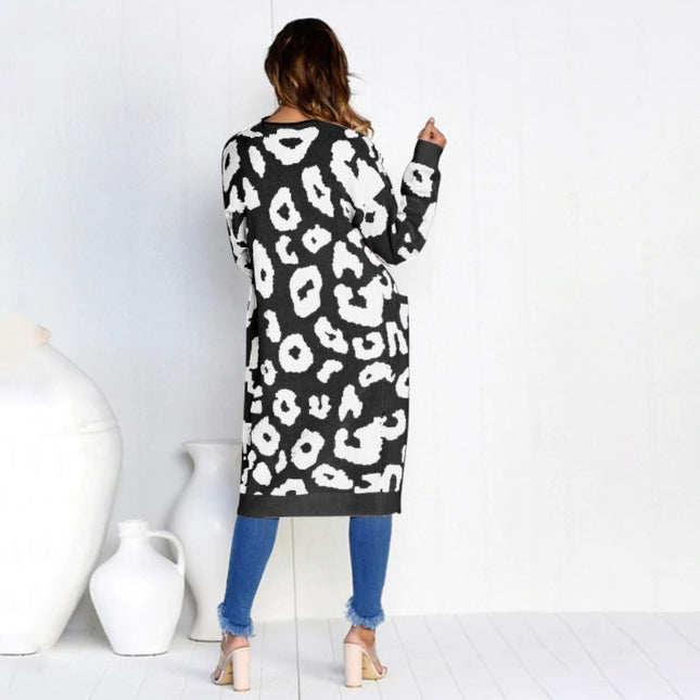Color Leopard Print Polka Dot Loose Sweater Coat