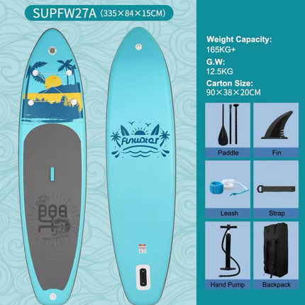 335×84, / Super Wide Inflatable Stand Up Paddle Boards / SUP For Water Sports Surfing Equipment / Ultra Stable Wide SUP for 2+1 People / All-Round Sup Board, US Fin.