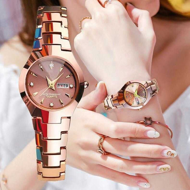 Womens Versatile Waterproof Luminous Niche-Style Quartz Watch With Calendar