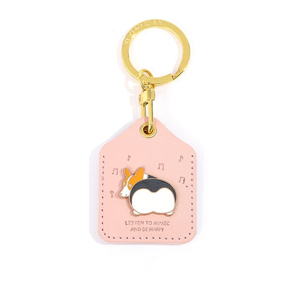 Corgi Toegangskaart Beskermende Omslag Leer Sleutelhanger Hangertjie