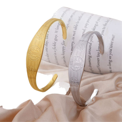 Chinese-styl Patroon Hol Titaanstaal Armband Vir 'n Sierlike Voorkoms