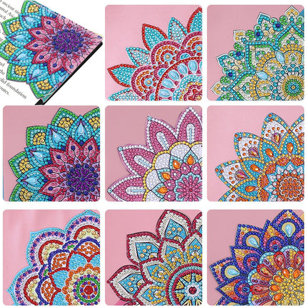 8 Stuks PU Leer Handgemaakte Vasplak Kristalle Mandala Hoekmerk