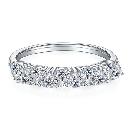 A Luxurious And Fashionable Light Luxury Jewelry Silver Ring Set With Top-quality Moissanite, S925 Silver Plated With Platinum