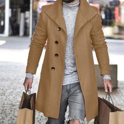 Woolen Coat Mid Length Men's Trench Coat