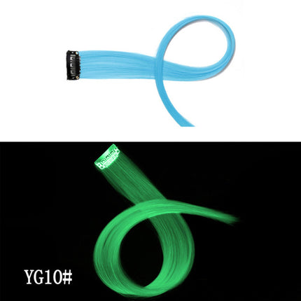 Luminescent selfdoen-knip-in-hare Luminesente haarstuk Haarspoorloos 50 CM Reënboogkleur