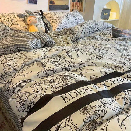 Soft Washed Cotton Bedding Four-Piece Set College Dorm Bed Sheet And Duvet Cover Three-Piece Set