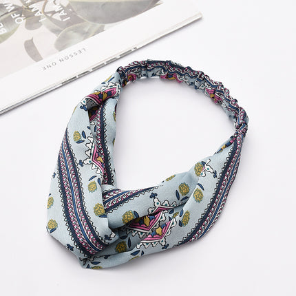 Fabric cross-knotted bow chiffon floral headband