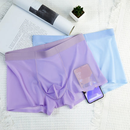 Ultra-thin Cool Ice Silk Breathable Traceless Transparent Hair Exposed Sexy Boxer