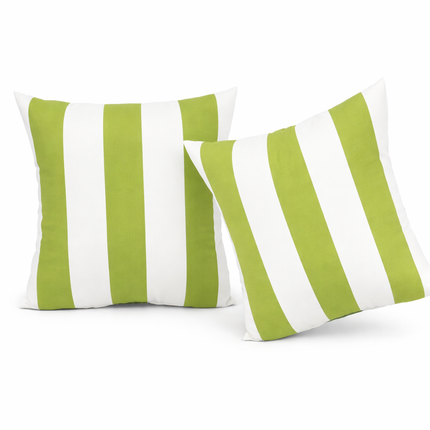 2 Pack Outdoor Throw Pillows, Waterproof & Fade-Resistant Patio Cushions For Garden, Porch, Poolside Furniture - Soft & Comfortable Decorative Pillow Covers 18x18 Inch, Green White
