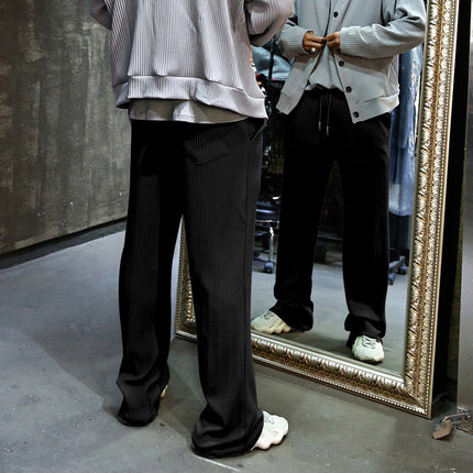 Men's Casual Trousers Loose Straight High Waist Wide Leg Pants