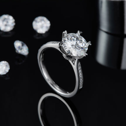 'n 3-karaat Luukse en Modieuse Ligluukse Juweliersware Silwerring Stel Met Topgehalte Moissanite, S925 Silwer Geplateer Met Platinum