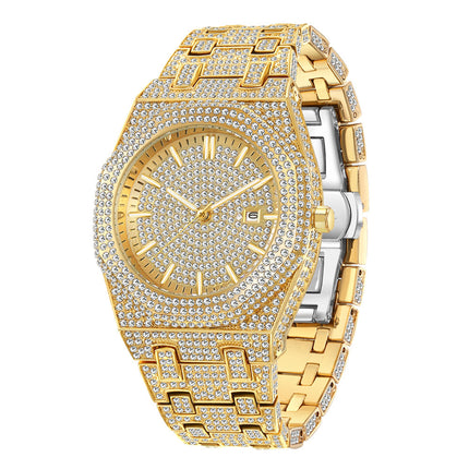 European Hip Hop Full Diamond Arabic Scale Niche Quartz Men's Watch
